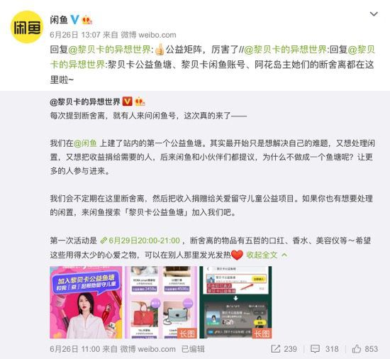 闲鱼首个公益鱼塘，黎贝卡用时尚传递温暖助力公益 图2