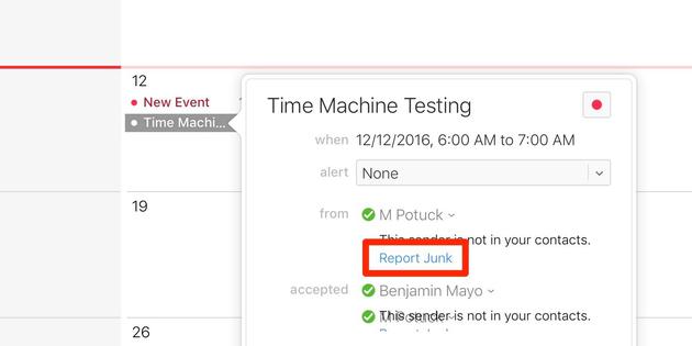 苹果在iCloud.com日历网页应用中添加“报告垃圾消息”按钮