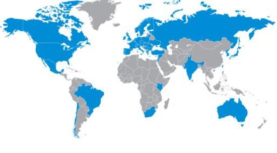 热德在全球覆盖范围(蓝色代表覆盖范围)