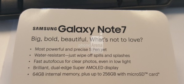 三星Note7今晚发布 真机照提前流出